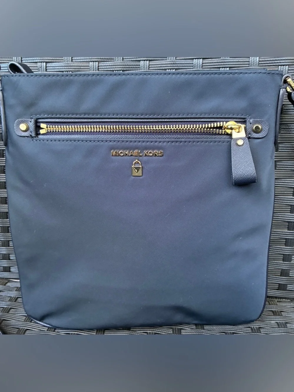 Michael Kors Navy Crossbody with Gold Accents